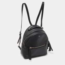 Pre Owned Fendi Black Leather Mini By The Way Backpack