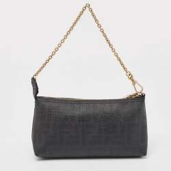 Pre Owned Fendi Black Zucca Coated Canvas Accessories Pochette