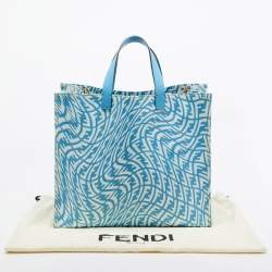 Pre Owned Fendi x Sarah Coleman Blue FF Vertigo PVC Shopper Tote