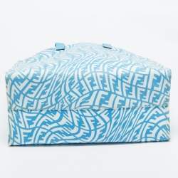 Pre Owned Fendi x Sarah Coleman Blue FF Vertigo PVC Shopper Tote