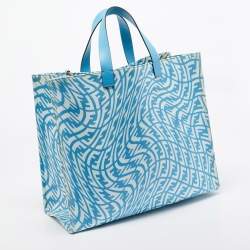 Pre Owned Fendi x Sarah Coleman Blue FF Vertigo PVC Shopper Tote