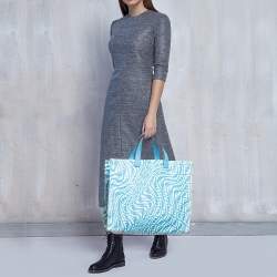 Pre Owned Fendi x Sarah Coleman Blue FF Vertigo PVC Shopper Tote