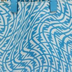 Pre Owned Fendi x Sarah Coleman Blue FF Vertigo PVC Shopper Tote