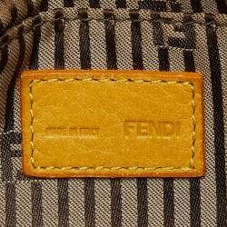 Pre Owned Fendi Yellow Leather Fendista Pochette Crossbody Bag