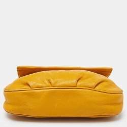 Pre Owned Fendi Yellow Leather Fendista Pochette Crossbody Bag