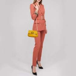 Pre Owned Fendi Yellow Leather Fendista Pochette Crossbody Bag