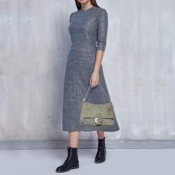 Pre Owned Fendi Blue/Beige Suede Mama Forever Shoulder Bag