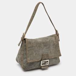 Pre Owned Fendi Blue/Beige Suede Mama Forever Shoulder Bag