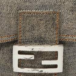 Pre Owned Fendi Blue/Beige Suede Mama Forever Shoulder Bag