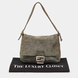 Pre Owned Fendi Blue/Beige Suede Mama Forever Shoulder Bag