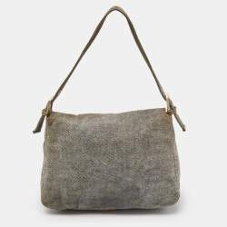 Pre Owned Fendi Blue/Beige Suede Mama Forever Shoulder Bag