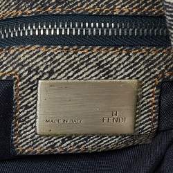 Pre Owned Fendi Blue/Beige Suede Mama Forever Shoulder Bag