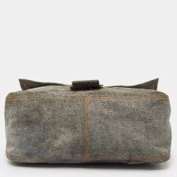 Pre Owned Fendi Blue/Beige Suede Mama Forever Shoulder Bag