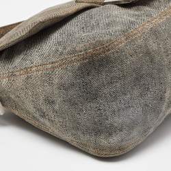 Pre Owned Fendi Blue/Beige Suede Mama Forever Shoulder Bag