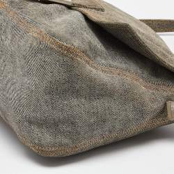 Pre Owned Fendi Blue/Beige Suede Mama Forever Shoulder Bag