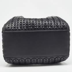 Pre Owned Fendi Black Interlaced Leather Medium Origami Bag