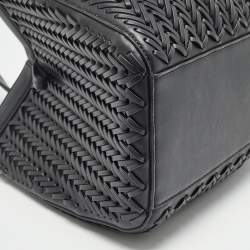 Pre Owned Fendi Black Interlaced Leather Medium Origami Bag