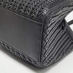 Pre Owned Fendi Black Interlaced Leather Medium Origami Bag