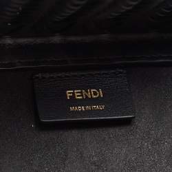 Pre Owned Fendi Black Interlaced Leather Medium Origami Bag