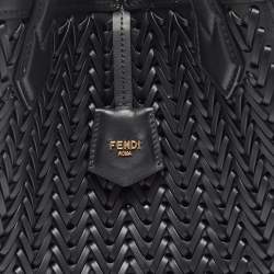 Pre Owned Fendi Black Interlaced Leather Medium Origami Bag