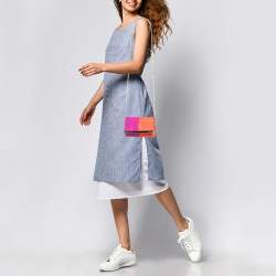 Fendi Purple/Orange Snakeskin Rush Chain Clutch