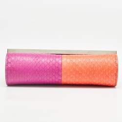 Fendi Purple/Orange Snakeskin Rush Chain Clutch