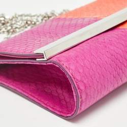 Fendi Purple/Orange Snakeskin Rush Chain Clutch
