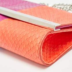 Fendi Purple/Orange Snakeskin Rush Chain Clutch