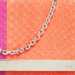 Fendi Purple/Orange Snakeskin Rush Chain Clutch