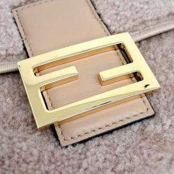 Fendi Beige Shearling Multi Baguette Shoulder Bag