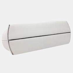 Pre Owned Fendi White Roccia Shiny Nappa Snakeskin Small Fendi First Clutch