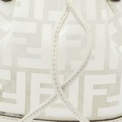 Pre Owned Fendi White Zucca PVC and Leather Mini Mon Tresor Drawstring Bucket Bag