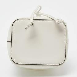 Pre Owned Fendi White Zucca PVC and Leather Mini Mon Tresor Drawstring Bucket Bag