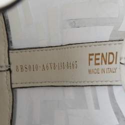 Pre Owned Fendi White Zucca PVC and Leather Mini Mon Tresor Drawstring Bucket Bag
