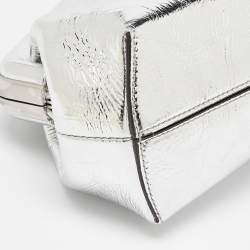 Fendi Silver Laminated Leather Small First Clutch