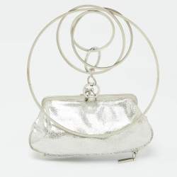 Fendi Silver Suede Rings Clutch