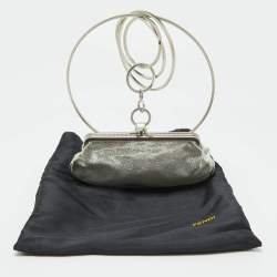 Fendi Silver Suede Rings Clutch