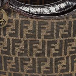 مملوكة مسبقًا حقيبة يد فندي شيف شوبر حافة جلد وكانفاس زوكا توباكو