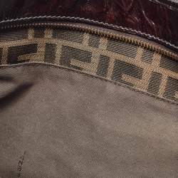 مملوكة مسبقًا حقيبة يد فندي شيف شوبر حافة جلد وكانفاس زوكا توباكو