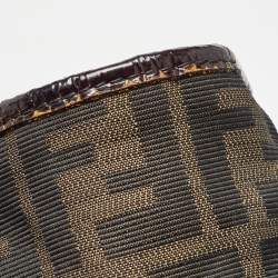 مملوكة مسبقًا حقيبة يد فندي شيف شوبر حافة جلد وكانفاس زوكا توباكو