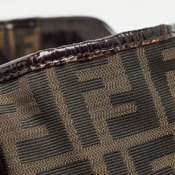 مملوكة مسبقًا حقيبة يد فندي شيف شوبر حافة جلد وكانفاس زوكا توباكو