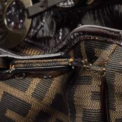 مملوكة مسبقًا حقيبة يد فندي شيف شوبر حافة جلد وكانفاس زوكا توباكو