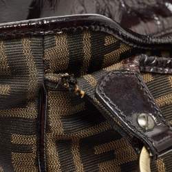 مملوكة مسبقًا حقيبة يد فندي شيف شوبر حافة جلد وكانفاس زوكا توباكو