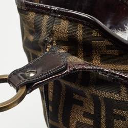 مملوكة مسبقًا حقيبة يد فندي شيف شوبر حافة جلد وكانفاس زوكا توباكو