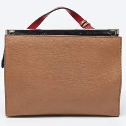 Pre Owned Fendi Tri Color Leather Small Demi Jour Top Handle Bag