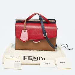 Pre Owned Fendi Tri Color Leather Small Demi Jour Top Handle Bag