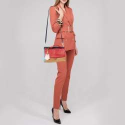 Pre Owned Fendi Tri Color Leather Small Demi Jour Top Handle Bag
