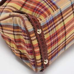 Pre Owned Fendi Multicolor Wool Fabric and Leather Small Magic Top Handle Bag