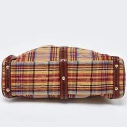 Pre Owned Fendi Multicolor Wool Fabric and Leather Small Magic Top Handle Bag