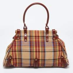 Pre Owned Fendi Multicolor Wool Fabric and Leather Small Magic Top Handle Bag